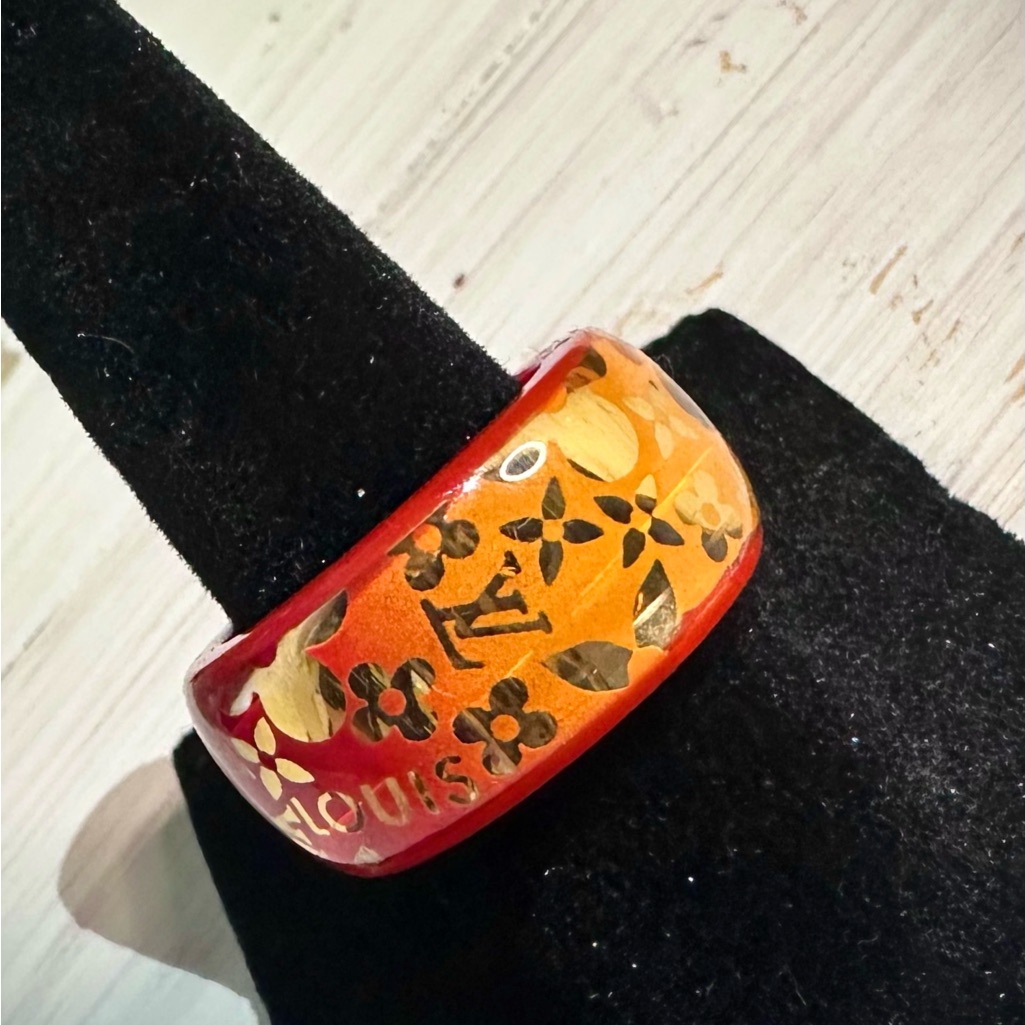 Louis Vuitton Orange And Gold Floral Ring